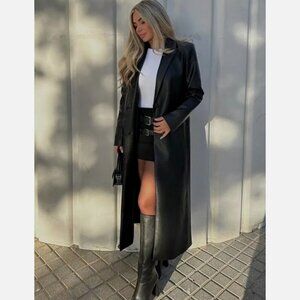 Zara Faux Leather Trench Coat